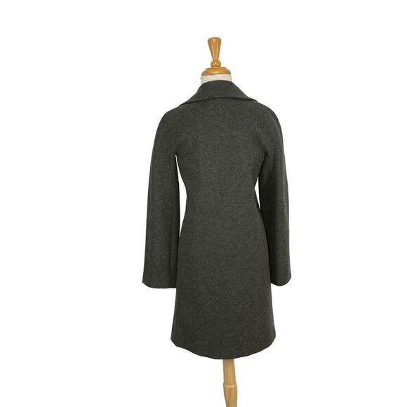 Poleci 4 Gray Wool Blend Long Dress Coat Y2K Minimalist Chic Professional Boss - Picture 3 of 11